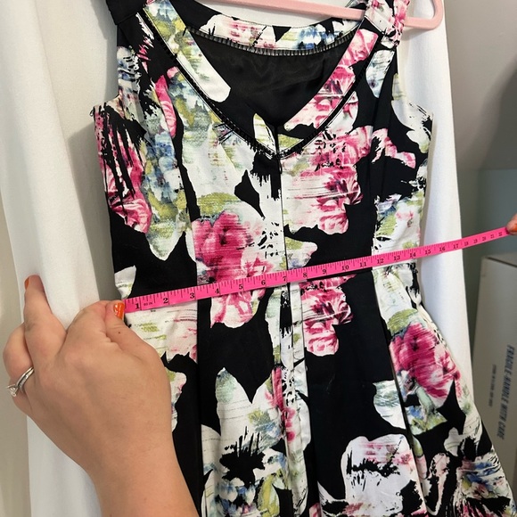 White House Black Market Floral Sleeveless Dress - Black and Pink - Picture 4 of 9